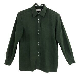 Edward Shirt Green 100% Silk Button-Up Size S Womens